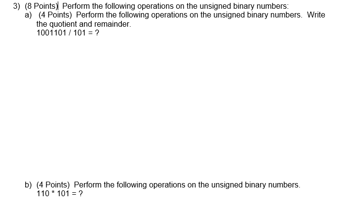 Solved 3) (8 Points) Perform the following operations on the | Chegg.com