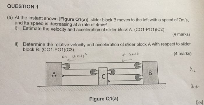 Solved QUESTION 1 (a) At the instant shown (Figure Q1(a)), | Chegg.com