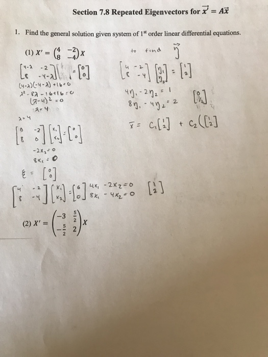 Solved find the general solution given system of 1st order | Chegg.com