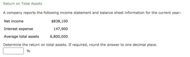 Solved Return On Total Assets A Company Reports The | Chegg.com