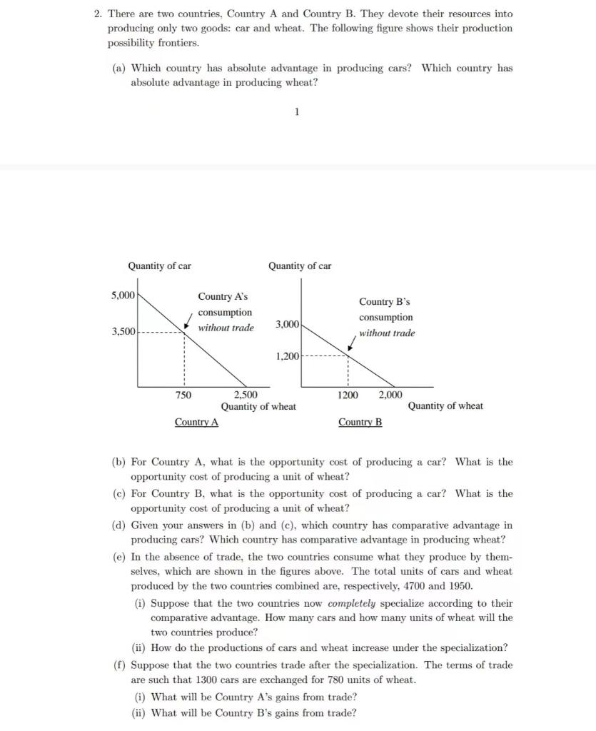 Solved 2. There Are Two Countries, Country A And Country B. | Chegg.com
