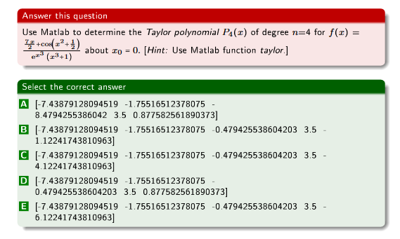 Solved Answer this question Use Matlab to determine the | Chegg.com