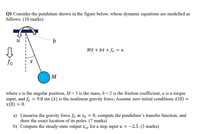 Solved Q1 Consider the pendulum shown in the figure below, | Chegg.com