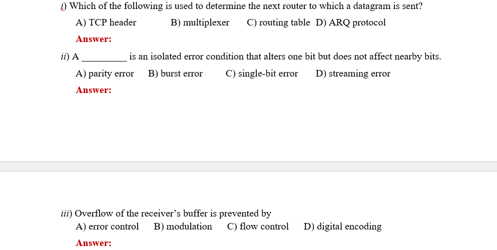 Solved i) Which of the following is used to determine the | Chegg.com