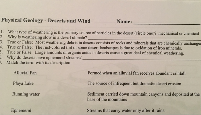 Solved 1. What type of weathering is the primary source of | Chegg.com