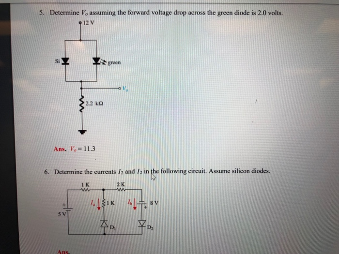 Solved 5. Determine Vo assuming the forward voltage drop | Chegg.com