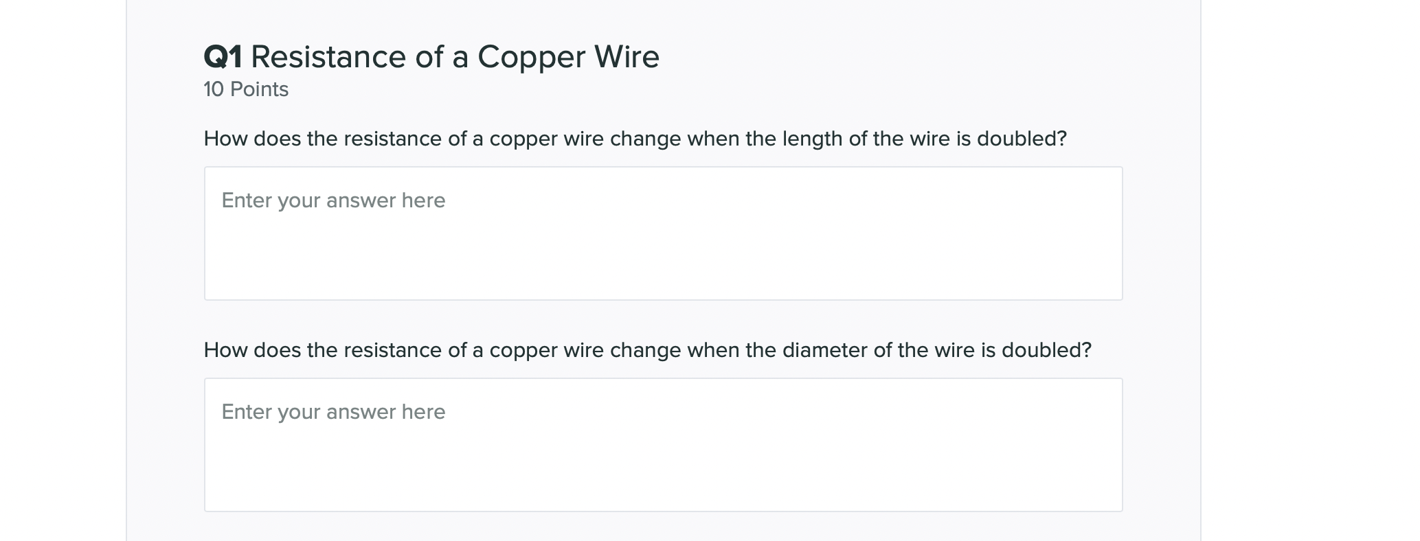 Solved Q1 Resistance of a Copper Wire 10 Points How does the