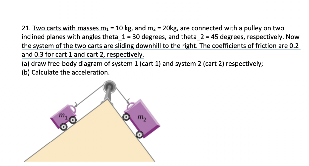 Solved Two Carts With Masses M1 = 10 Kg, And M2 = 20kg, Are | Chegg.com