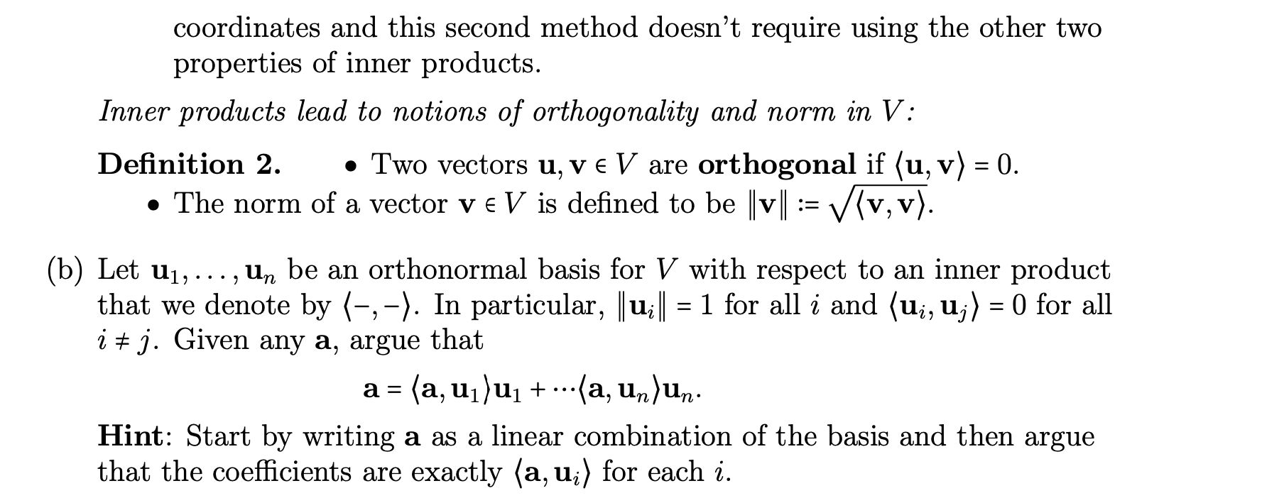 Solved = = (4) (Inner products and norms) The notion of an | Chegg.com