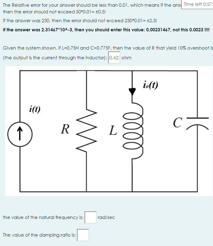 Solved The Relative error for your answer should be less | Chegg.com