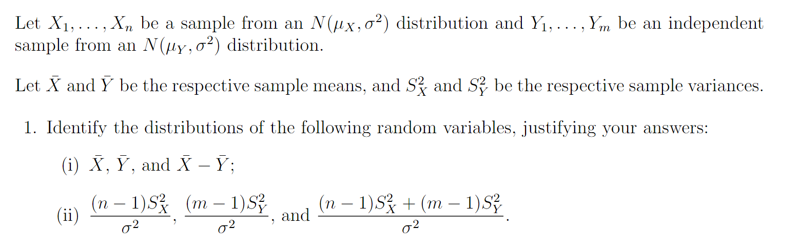 Solved Let X1, ..., Xn be a sample from an N(ux, 02) | Chegg.com