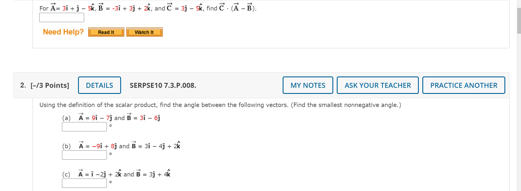 Solved For A 3i I 5k B 3i 2t And C 3j 5 Chegg Com