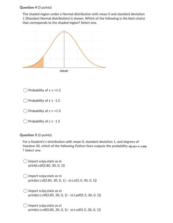 Solved Question 1 (3 Points) For A Student's T-distribution | Chegg.com