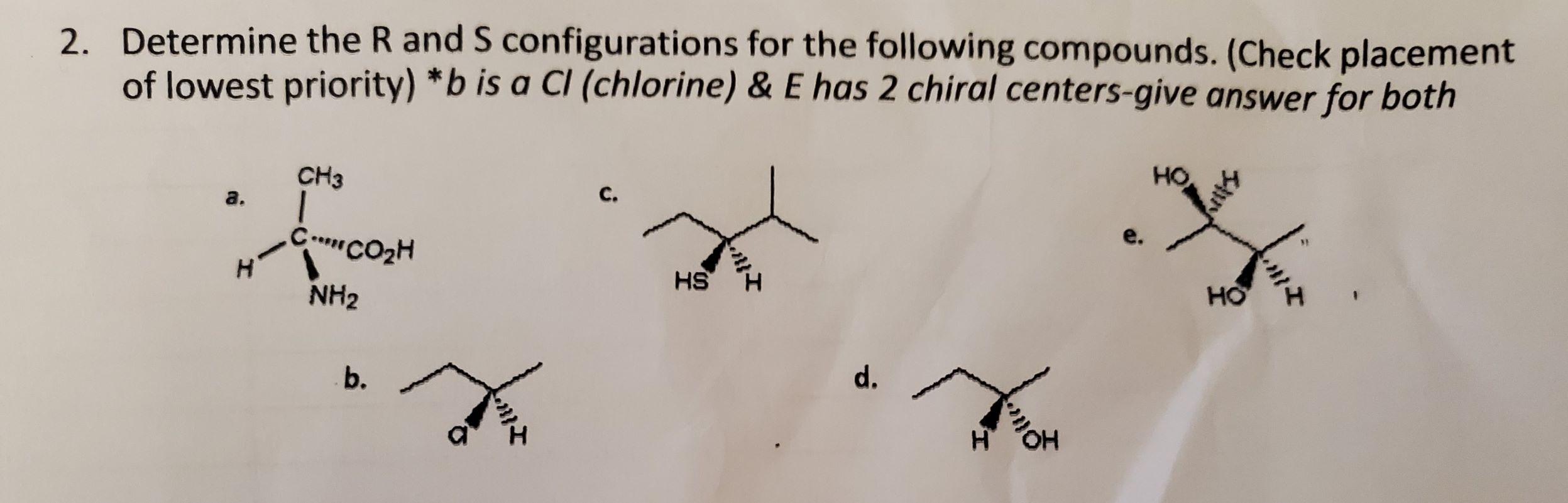 Solved 2. Determine the R and S configurations for the | Chegg.com