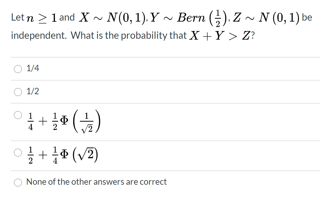 Solved letn 1 and x n 0 1 y bern 3 z n 0 1 be chegg