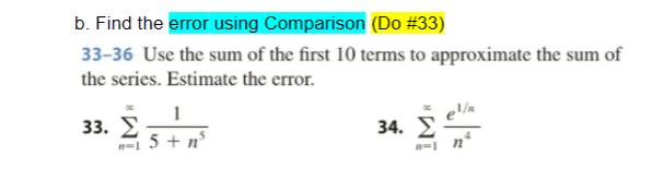 Solved b. Find the error using Comparison (Do #33) 33-36 Use | Chegg.com