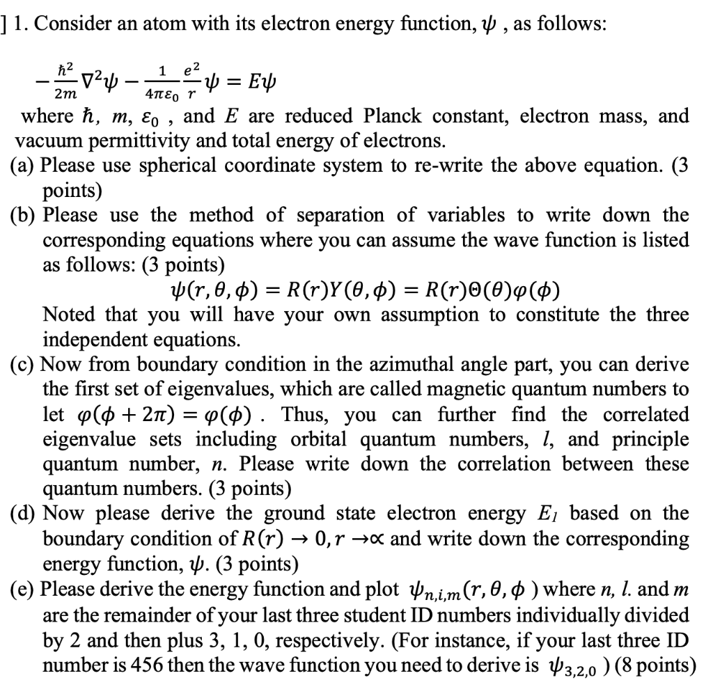 Solved ] 1. Consider an atom with its electron energy | Chegg.com