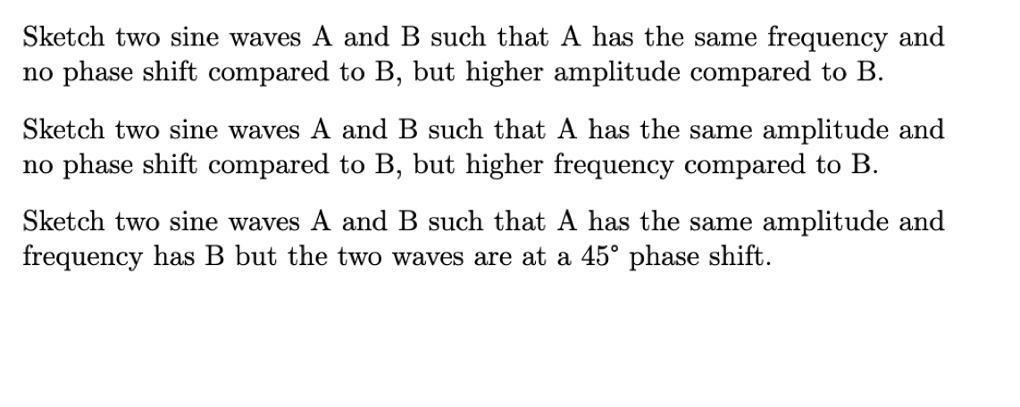 Solved Sketch two sine waves A and B such that A has the | Chegg.com