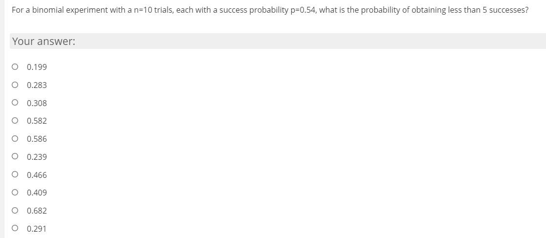 Solved For A Binomial Experiment With A N=10 Trials, Each | Chegg.com