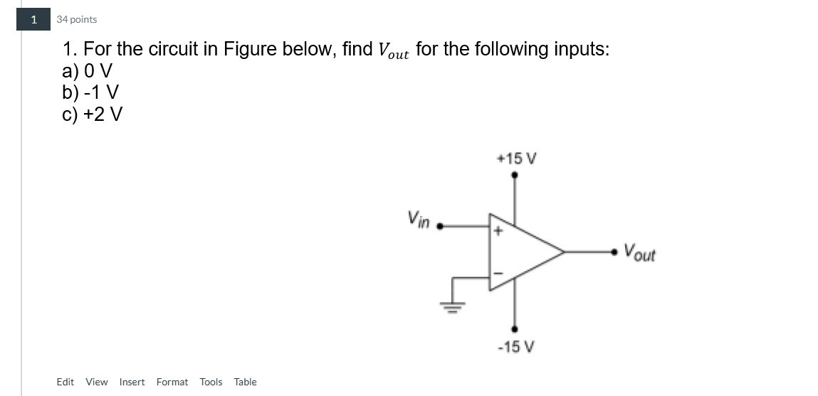 Solved For the circuit in Figure below, find Vout ﻿for the | Chegg.com