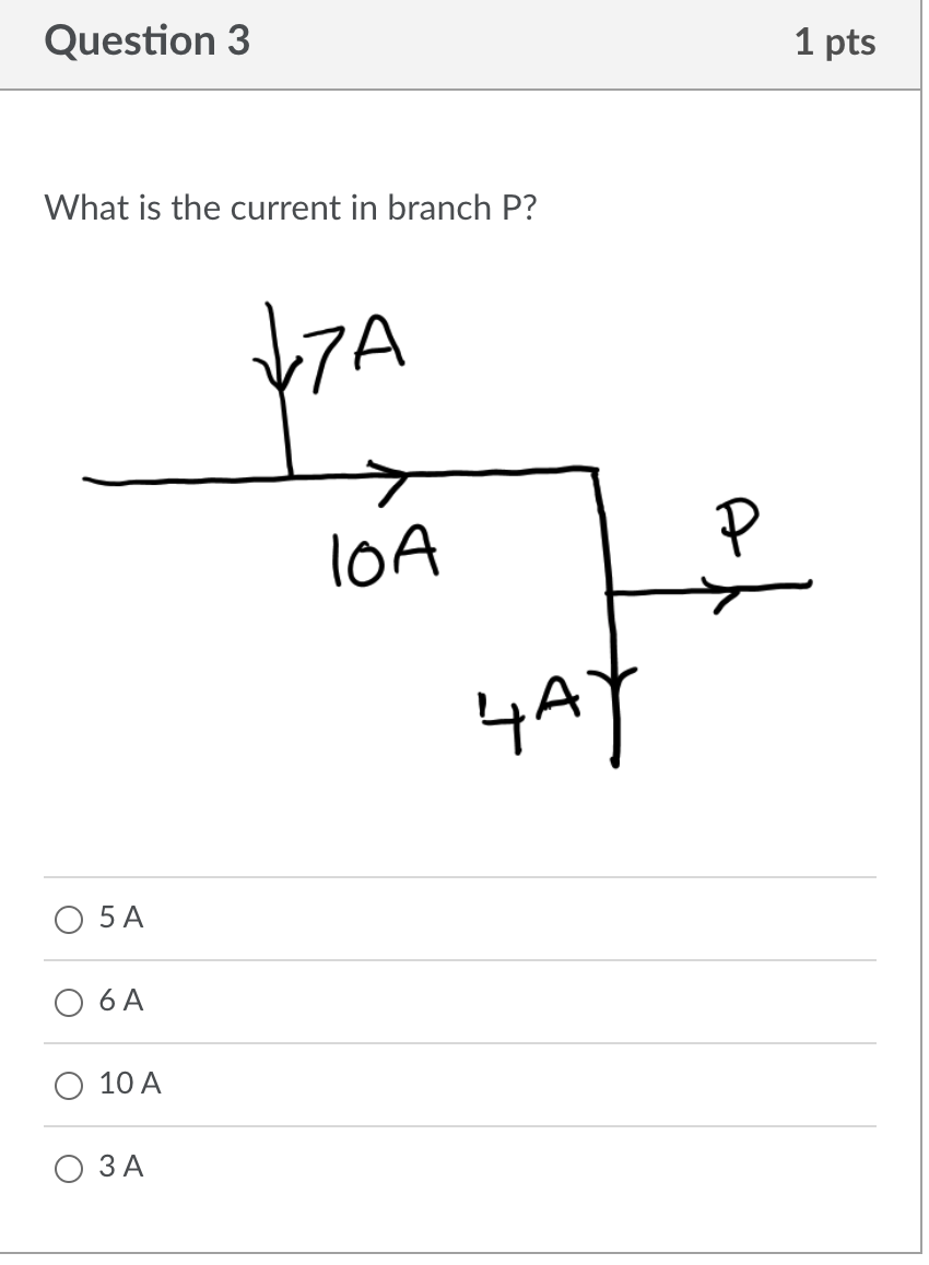 Solved What is the current in branch P ? 5 A 6 A 10 A 3 A | Chegg.com