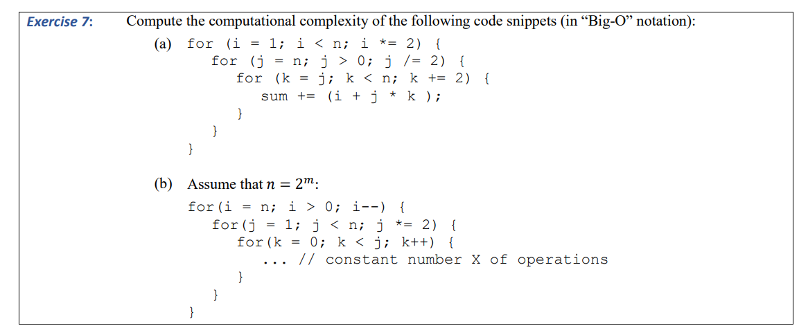 Solved Compute The Computational Complexity Of The Following | Chegg.com