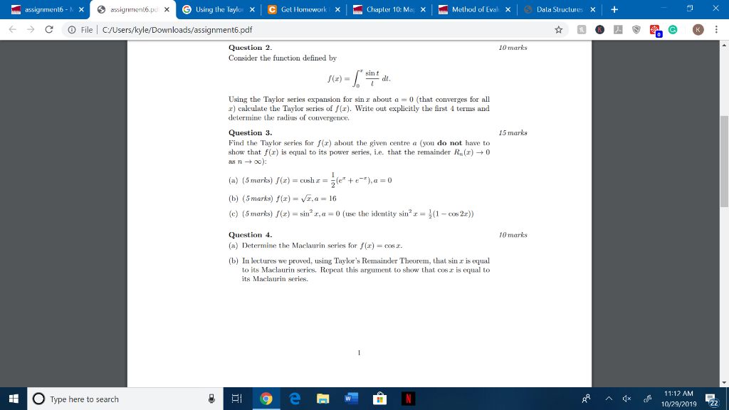 Solved Using the Taylor series expansion for sin x about a = | Chegg.com