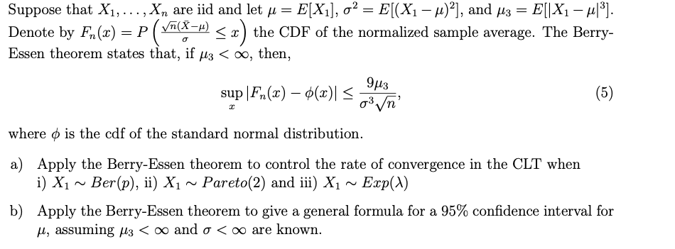 Suppose That X1 Are Iid And Let E X1 Chegg Com