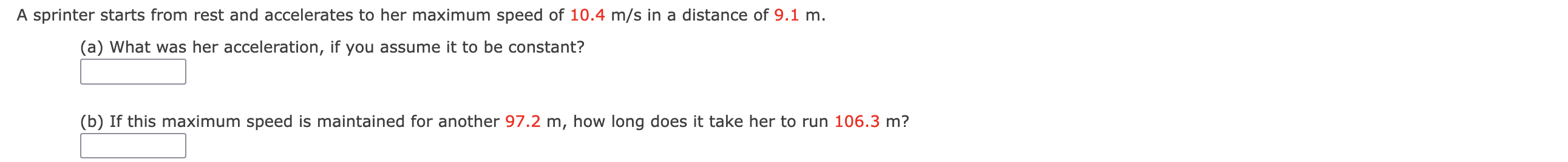 Solved A Sprinter Starts From Rest And Accelerates To Her Chegg