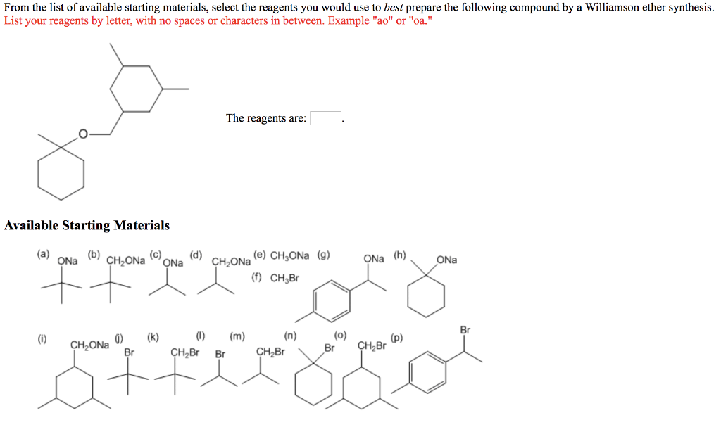 Solved From the list of available starting materials, select