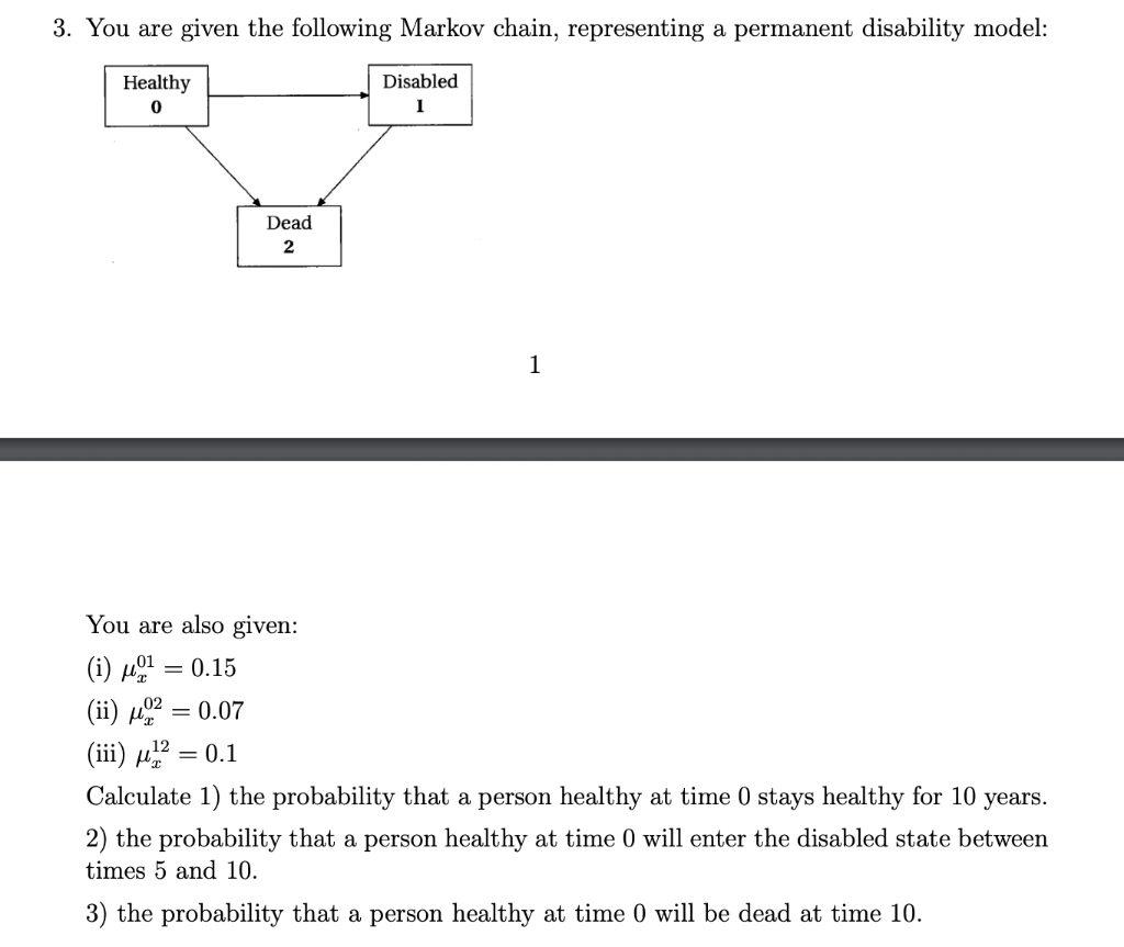 Solved 3. You Are Given The Following Markov Chain, | Chegg.com