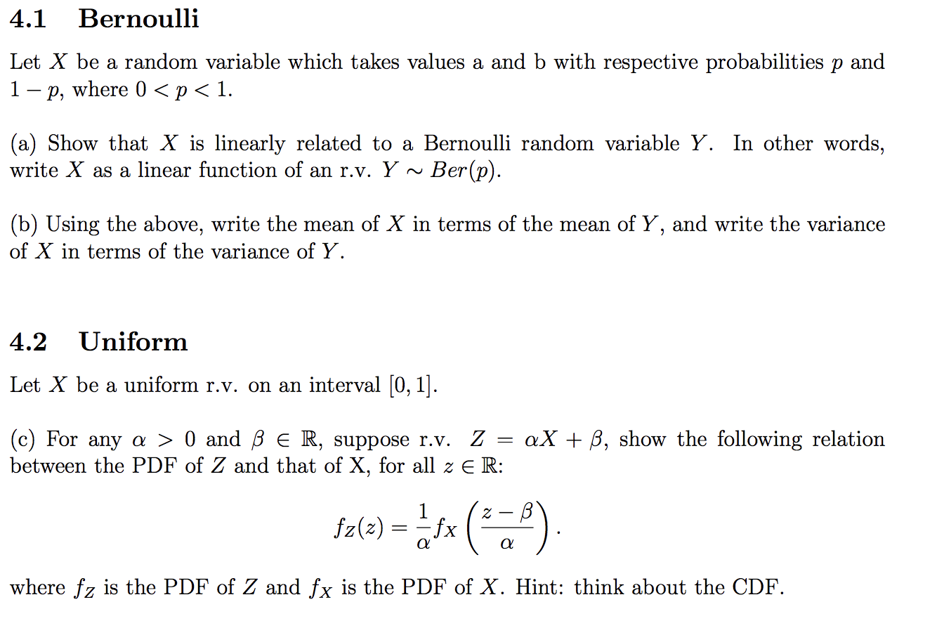 Solved 4.1 Bernoulli Let X be a random variable which takes