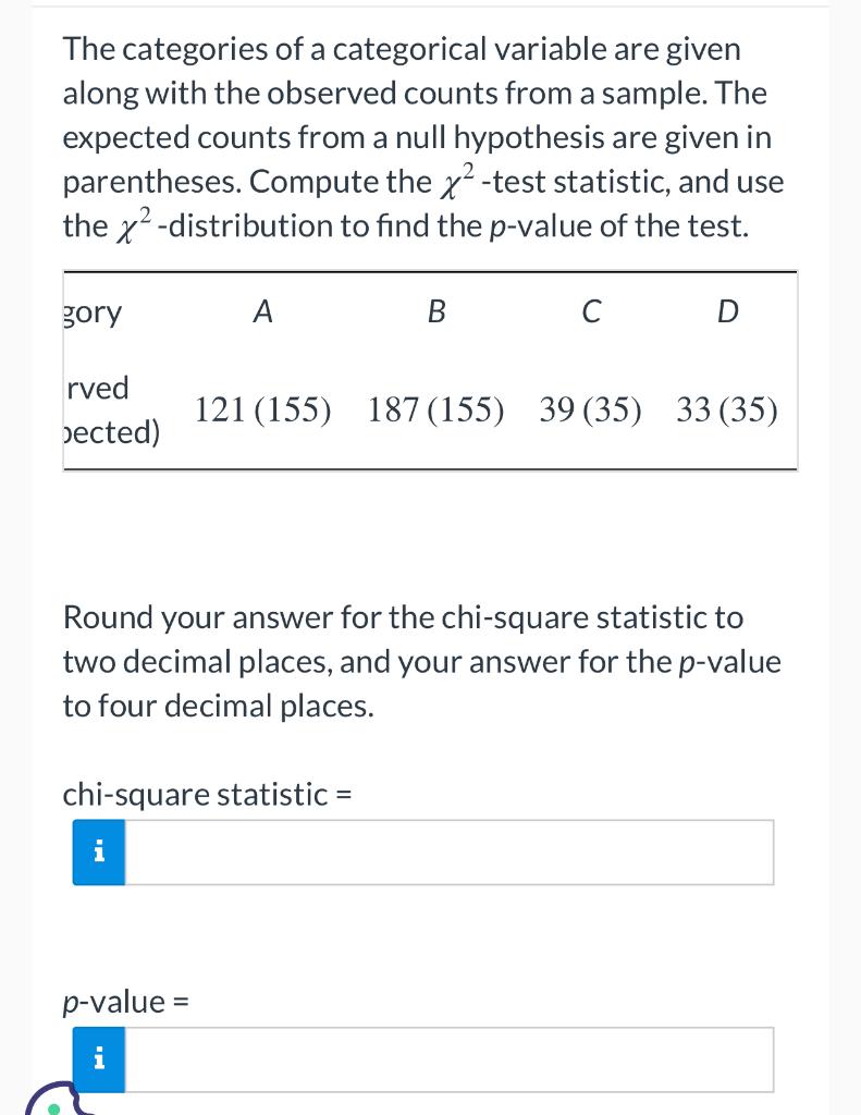Solved The categories of a categorical variable are given | Chegg.com