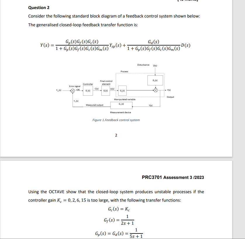 Solved Consider the following standard block diagram of a | Chegg.com