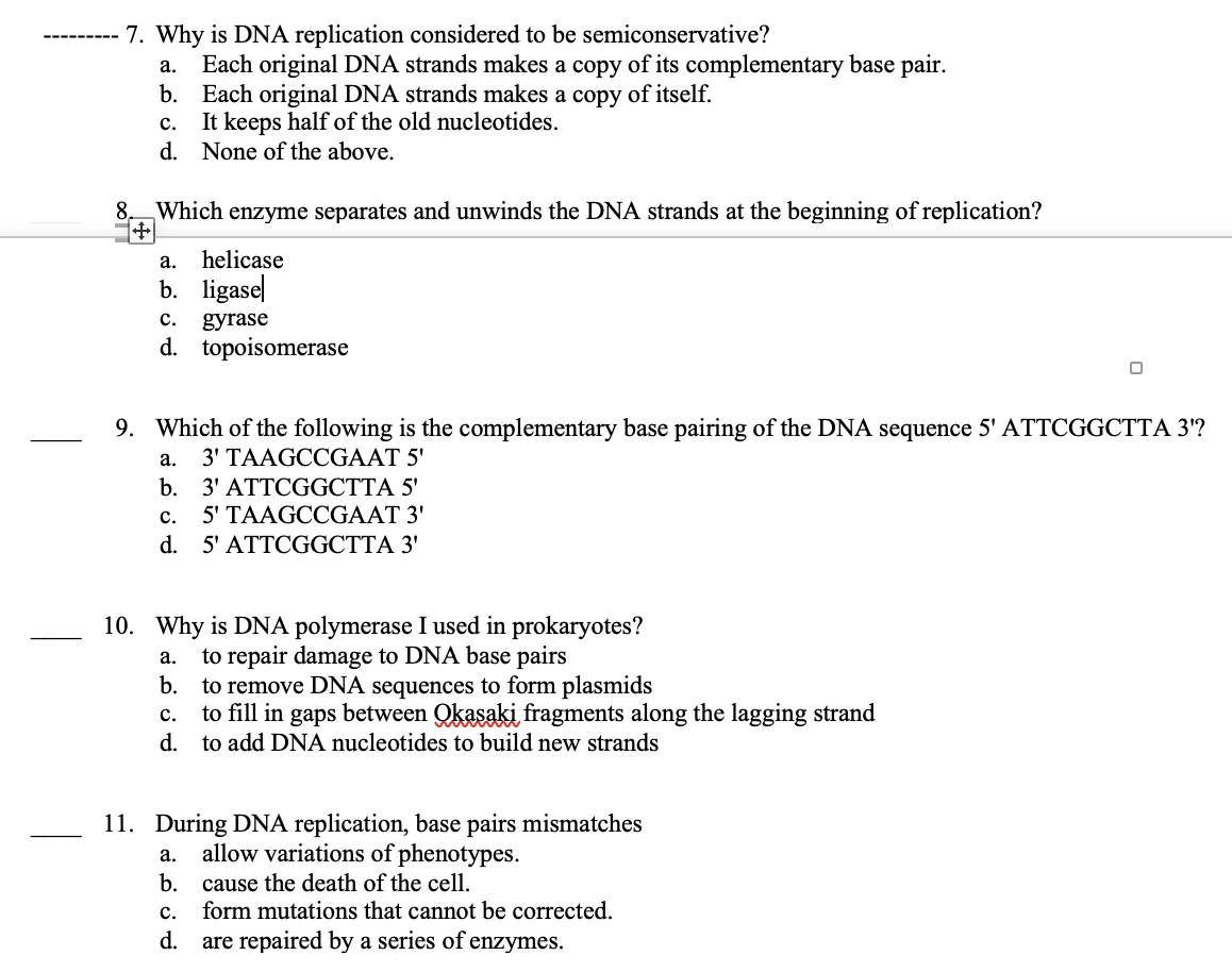 Solved 7 Why Is DNA Replication Considered To Be Chegg
