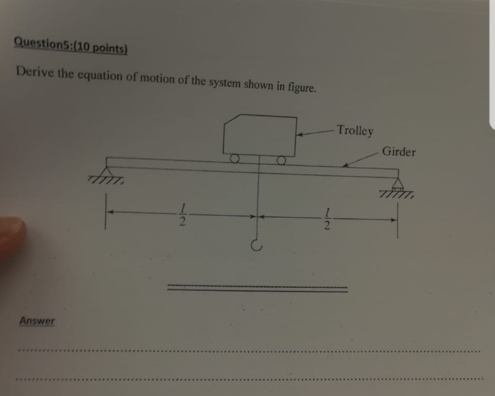 Solved derive the equation of motion of the system shown in | Chegg.com