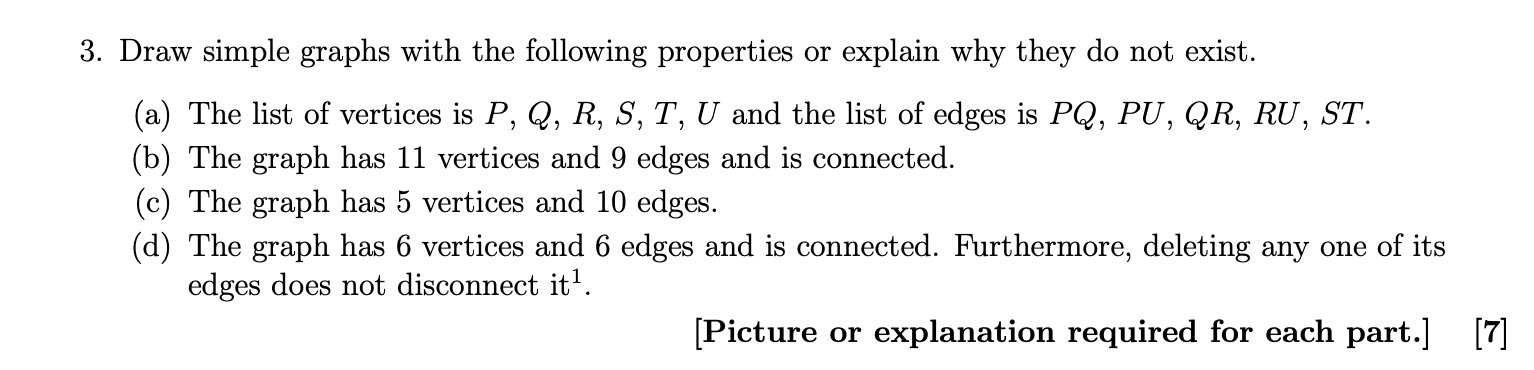Solved 3. Draw simple graphs with the following properties | Chegg.com