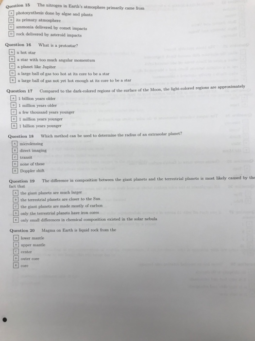 Solved question 15 The nitrogen in Earth's atmosphere | Chegg.com