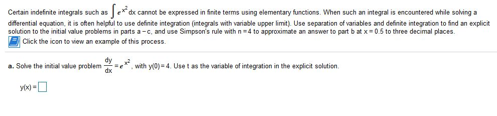 Solved X2 Certain Indefinite Integrals Such As Dx Cannot Be 7517