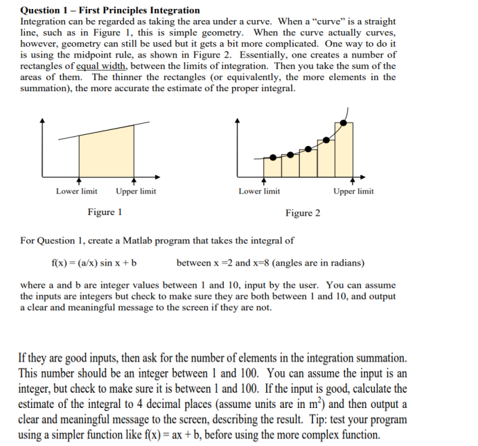 Solved Question 1 - First Principles Integration Integration | Chegg.com