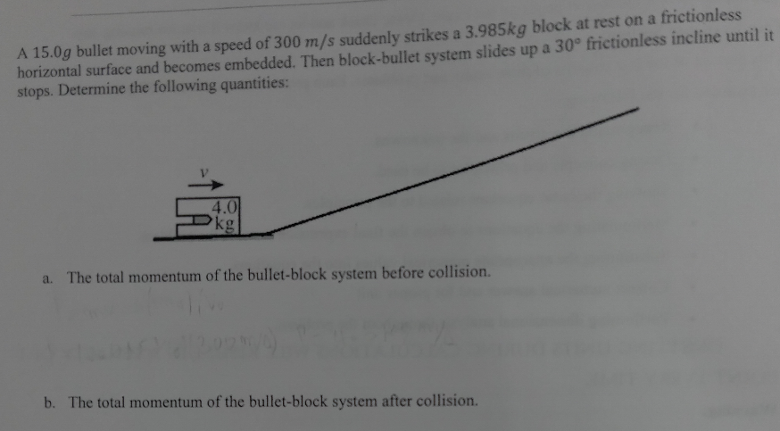 Solved Please Help! c. The velocity of the bullet-block | Chegg.com