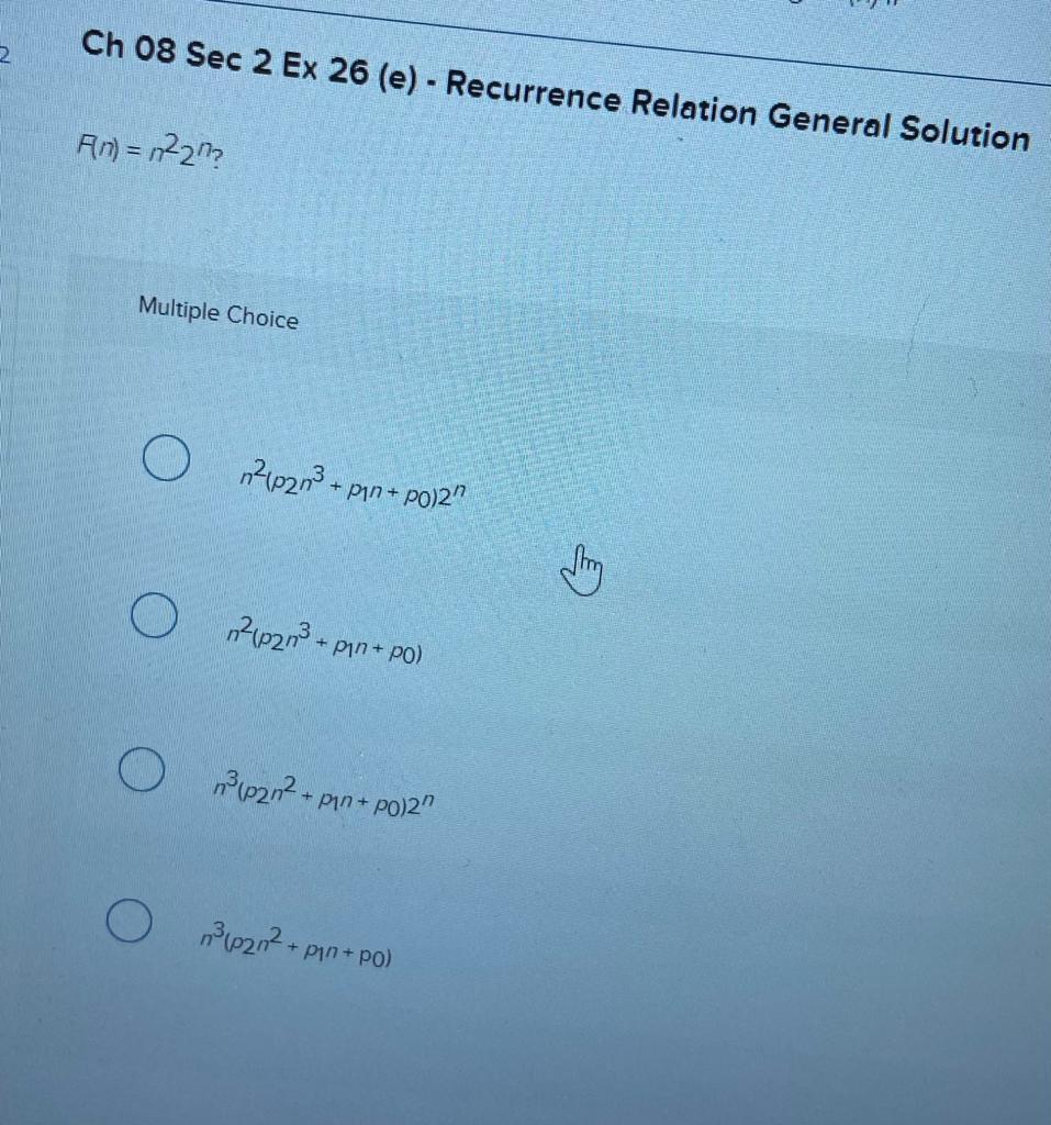 Solved Ch 08 Sec 2 Ex 26 (e) - Recurrence Relation General | Chegg.com
