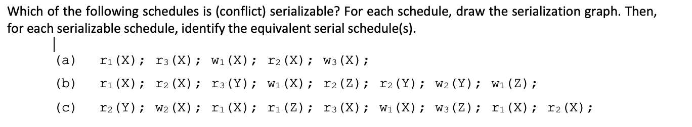 Solved Which of the following schedules is (conflict) | Chegg.com