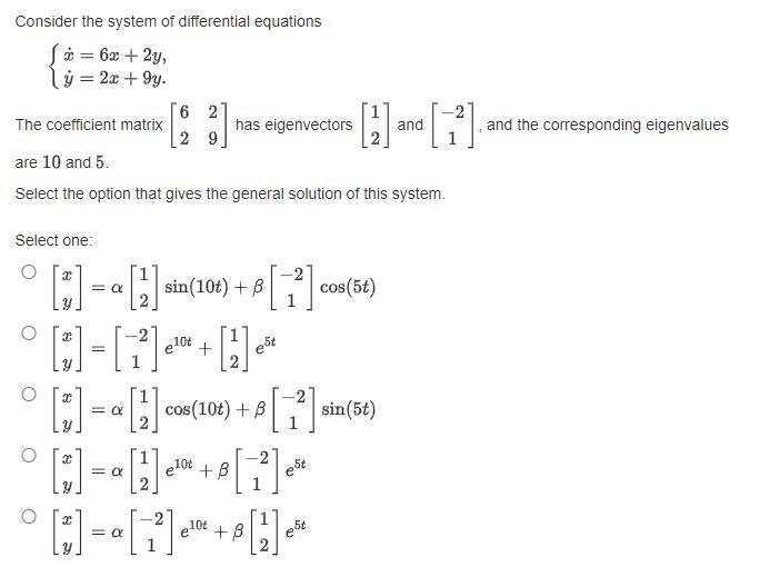 Solved Consider The System Of Differential Equations ſå = 6x | Chegg.com