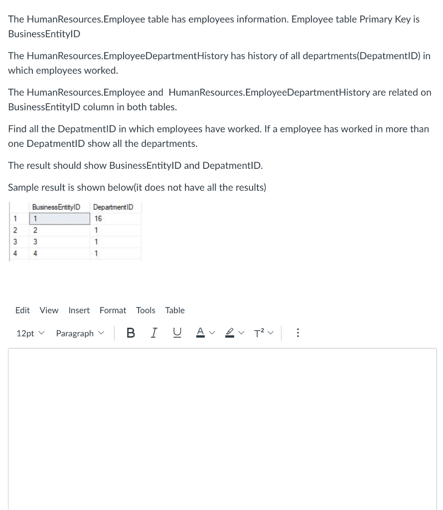 Solved The HumanResources.Employee table has employees | Chegg.com