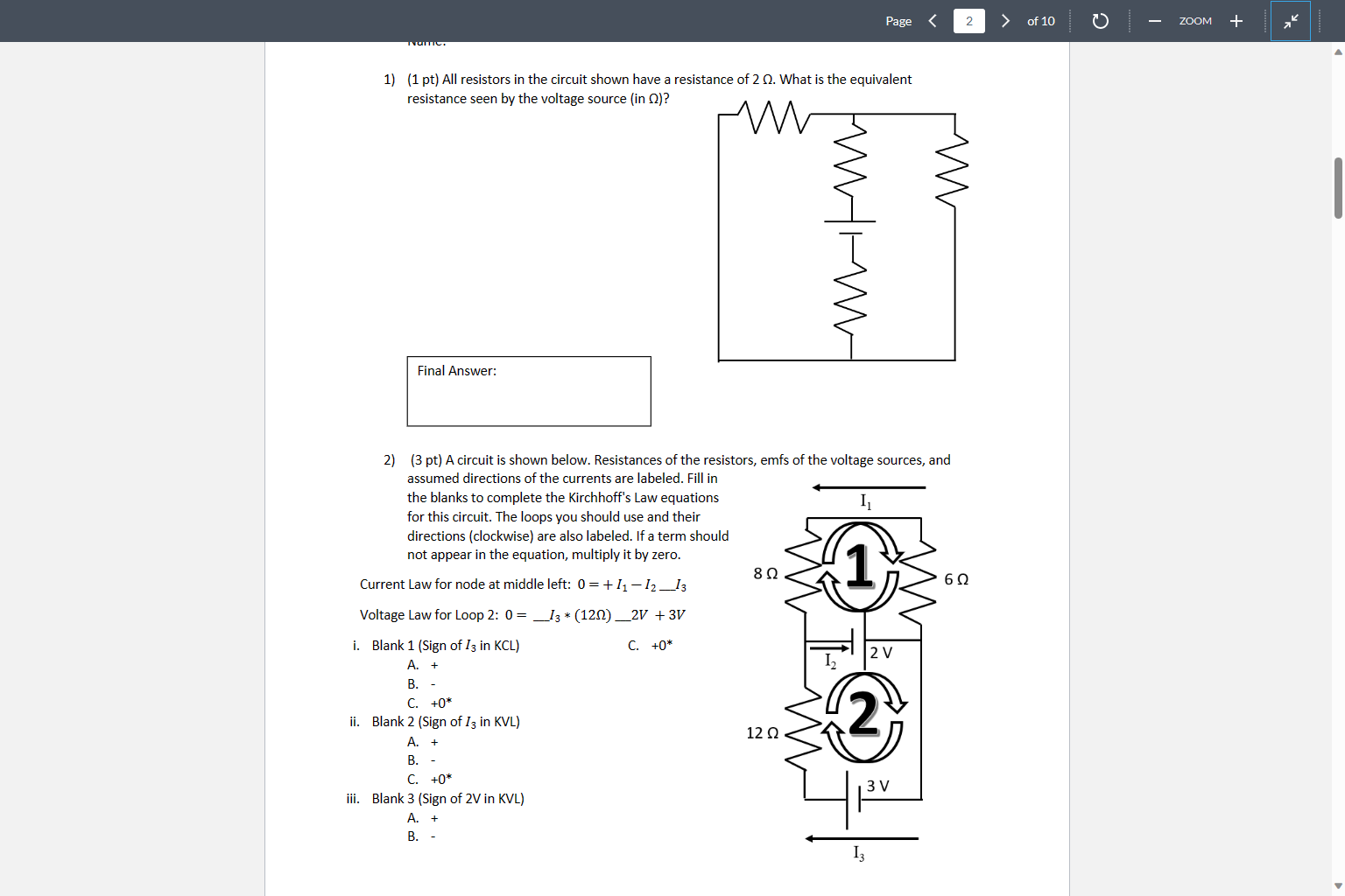 Solved 1) (1 pt) All resistors in the circuit shown have a | Chegg.com