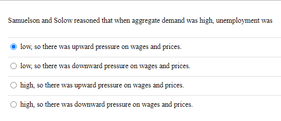 Solved Samuelson and Solow reasoned that when aggregate | Chegg.com
