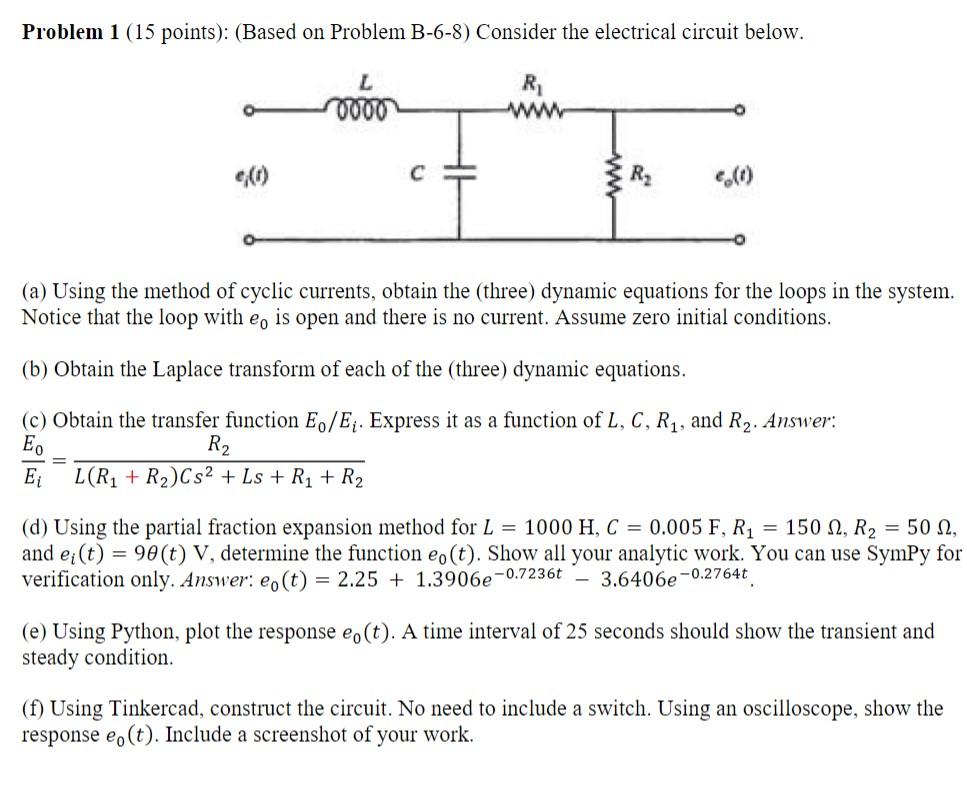 Solved Problem 1 (15 Points): (Based On Problem B-6-8) | Chegg.com