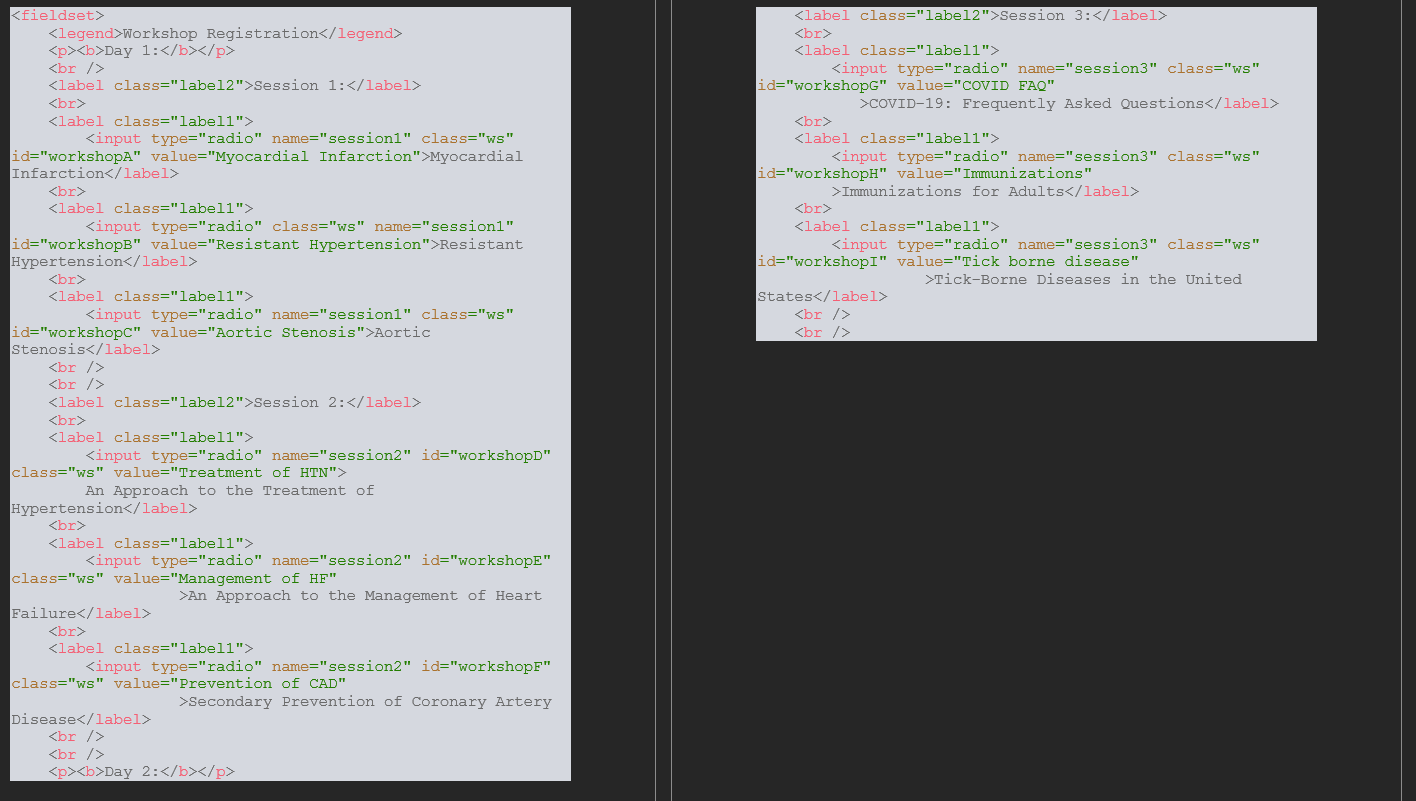 Workshop Registration Logic Javascript (Attached | Chegg.com