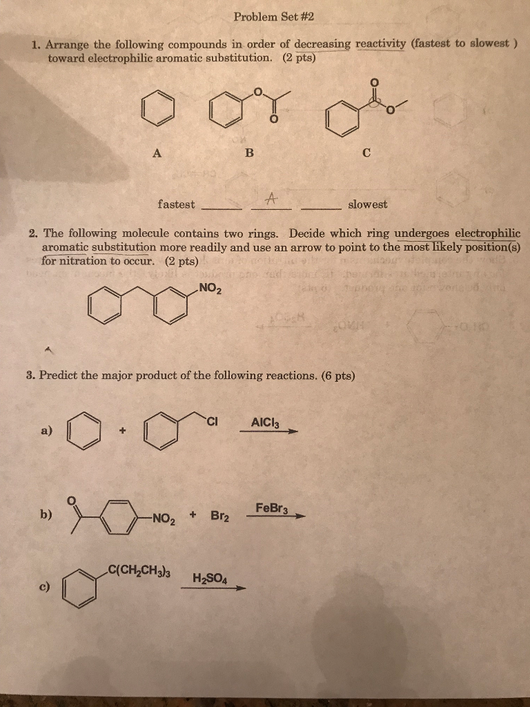 Solved Problem Set #2 1. Arrange the following compounds in | Chegg.com